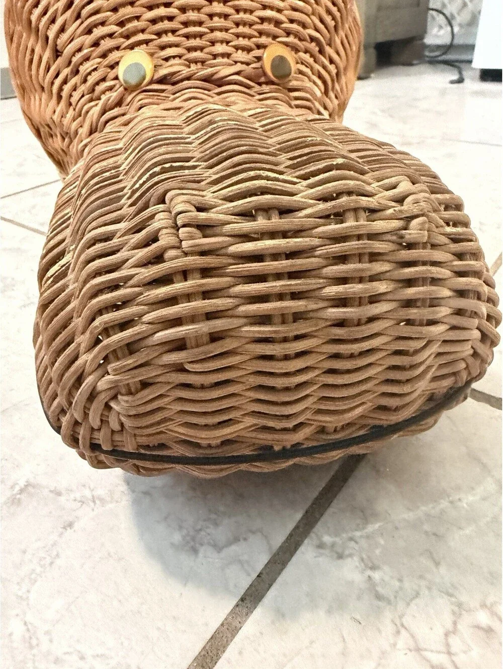 Vintage Hippo Wicker Basket
